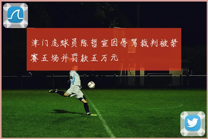津门虎球员陈哲宣因辱骂裁判被禁赛五场并罚款五万元